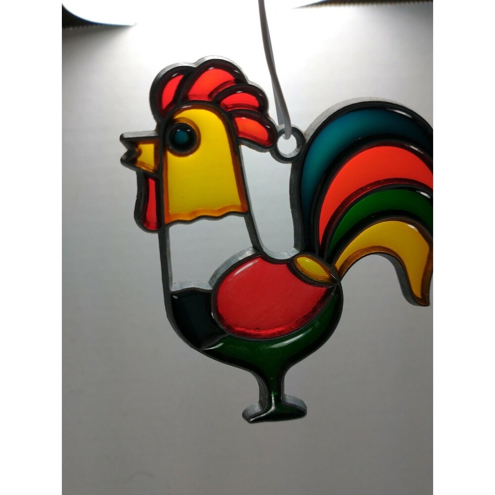 3.5" Colorful Rooster/hen/ Chicken Stained Glass Hanging Garden Suncatcher